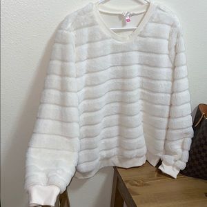 Fuzzy white sweater